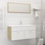Bathroom Furniture Set White and Sonoma Oak Chipboard Tbibnki Carousel 1