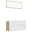 Bathroom Furniture Set White and Sonoma Oak Chipboard Tbibnki Carousel 2