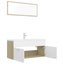 Bathroom Furniture Set White and Sonoma Oak Chipboard Tbibnki Carousel 7