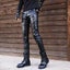 HOUZHOU Black Motorcycle Leather Pants Gothic Skinny Fashion Faux Pu Carousel 4