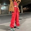 Women Casual Parachute Pants Vintage Solid Low Waist Drawstring Baggy Carousel 4
