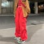 Women Casual Parachute Pants Vintage Solid Low Waist Drawstring Baggy Carousel 5