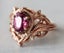 *CLEARANCE* Fancy Oval-Cut Ruby & CZ Diamond Ring Set / 18KGP Rose Gold - S9 Carousel 1