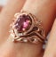 *CLEARANCE* Fancy Oval-Cut Ruby & CZ Diamond Ring Set / 18KGP Rose Gold - S9 Carousel 3