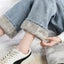 Winter Thick Velvet Women High Waist Skinny Wide Leg Jeans Simple Carousel 3