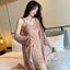 Autumn Winter 2PCS Sexy Thick Warm Gold Velvet Lace Nightgown Robe Carousel 4