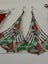 Big dangling earrings silver leaves wood ethnic red weave silver trim tassels or Carousel 9