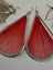 Big dangling earrings silver leaves wood ethnic red weave silver trim tassels or Carousel 8