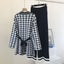 New Plaid Mid Length Cardigan Outfit With Lace Up Women Knitted Carousel 3
