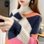 Autumn Winter Sweater Women Knitted Color Block Pullover Sweater Long Carousel 3