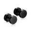 Pair Black Flat Round Barbell Plug Stud Earrings 316 Stainless Steel Mens Unisex Carousel 10
