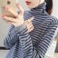 Fall Winter Striped Turtleneck Sweaters For Women Korean Slim Warm Carousel 1