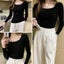 Knitted Bottoming Shirt Women's Spring And Autumn New Square-neck Carousel 6