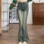 Y2K Elastic High Waist Skinny Jeans Women Vintage Washed Raw Edge Carousel 2