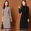 Biyaby New Lace A Line Dress Female Autumn Winter Half High Collar Carousel 2