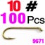 MNFT 100PCS10# Bronze Long Handle Fly Hook Insect Hook Dry Fly Tying Carousel 1