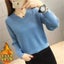 Women's V-neck Velvet Lined Short Sweaters Winter Thicken Warm Long Carousel 1