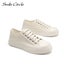 Smile Circle Chunky Sneakers Women Flat Platform Canvas Shoes Spring Carousel 6