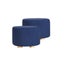 2 Set Dark Blue Fabric Ottoman Round Wooden Leg Foot Stool Carousel 1