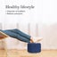 2 Set Dark Blue Fabric Ottoman Round Wooden Leg Foot Stool Carousel 3