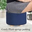 2 Set Dark Blue Fabric Ottoman Round Wooden Leg Foot Stool Carousel 5
