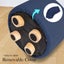 2 Set Dark Blue Fabric Ottoman Round Wooden Leg Foot Stool Carousel 6