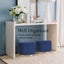 2 Set Dark Blue Fabric Ottoman Round Wooden Leg Foot Stool Carousel 7