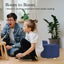 2 Set Dark Blue Fabric Ottoman Round Wooden Leg Foot Stool Carousel 10