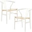 Anemone Set of 2 Wishbone Dining Chair Beech Timber Replica Hans Wenger - White Carousel 1