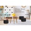 Black Fabric Ottoman Round Wooden Leg Foot Stool Carousel 2