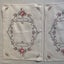Vintage Hand Embroidered Floral Linen Placemats X2 Cross Stitch Cut Out Carousel 12