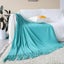 SOGA Teal Acrylic Knitted Throw Blanket Solid Fringed Warm Cozy Woven Cover C... Carousel 3