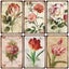 Flowers Metal Tin Sign Retro Plates Rose Peony Lavender Art Plaque Carousel 3