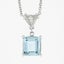 14k White Gold 1.86ctw Square Cut Aquamarine and Diamonds Pendant Necklace Carousel 3