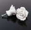 White Ceramic Rose Flower Handle Knob Cabinet Cupboard Drawer Décor Carousel 3