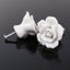 White Ceramic Rose Flower Handle Knob Cabinet Cupboard Drawer Décor Carousel 5