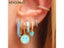 KEYOUNUO Gold Filled Hoop Drop Earrings Set For Women Ear Cuff Blue Zircon Carousel 9