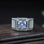 Men's Iced Out Silver Band with Centered Moissanite Diamond Carousel 1