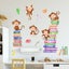 2pcs Cartoon Animal Monkey Book Wall Sticker Living Room Bedroom Carousel 2