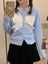 XFPV Sweet Color Contrast Bow Metal Button Sweater Women Leisure Carousel 4