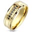 7 Black CZ with Double Grooved Lines Gold IP Stainless Steel Ring Carousel 1