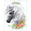Riolis Counted Cross Stitch Kit - 11.75"X17.75" - White Mane & Roses Carousel 1