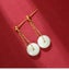 *$1 res* Retro Ethnic Enamel Round Earrings w Light-green Stone in Gold Chain Carousel 3