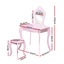 Keezi Pink Kids Vanity Dressing Table Stool Set Mirror Princess Children Makeup Carousel 3