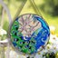 Garden Peacock Hand-painted Wall And Window Decoration Pendant With Chain Round Carousel 5