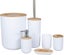 Set of 6 Eco-friendly Bamboo Bathroom Accessories - Lotion Dispenser, Trash Can, Carousel 3