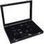 Velvet Jewelry Box, Jewelry Display, 24 Compartments, Glass Lid, Black, Faj-083 Carousel 1