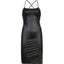 Womenus Sexy Suspender Mid-length Dress PU Fashion Solid Color Carousel 1