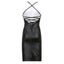 Womenus Sexy Suspender Mid-length Dress PU Fashion Solid Color Carousel 4
