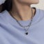 Heavy Metal Style Double-layered Black Heart Necklace Carousel 3